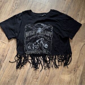 Black Fringe motorcycle crop women’s forever 21 size medium